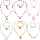 Sumind 6 Sets Toddler Jewelry for Little Girls Baby Beaded Necklace and Bracelet Costume Dress up Jewelry Gifts Princess Party Favors(Princess Style)
