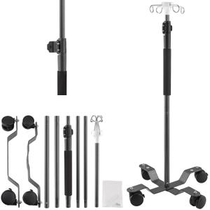IV Poles with Wheels,47 to 100In Portable IV Floor StandTelescopic with 4 Hooks IV Bag Holder Stand Feeding Pump Stand Stainless Steels Pipe Extension Pole IV Influsion Pole