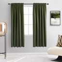 Dark Olive Green Blackout Curtains for Classical Dining Room Kitchen Bathroom Deco - Loden Room Darkening Thermal Insulated Window Curtain Panels for Bedroom,Set of 2 Panels,W 52 x L 63