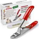 Dog Cat Pets Nail Clippers, Professional Pets Claw Trimmer with Free Nail File, Sharp Stainless Steel Blade, Sturdy Non Slip Handles - for Safe, Professional at Home Grooming (Red)