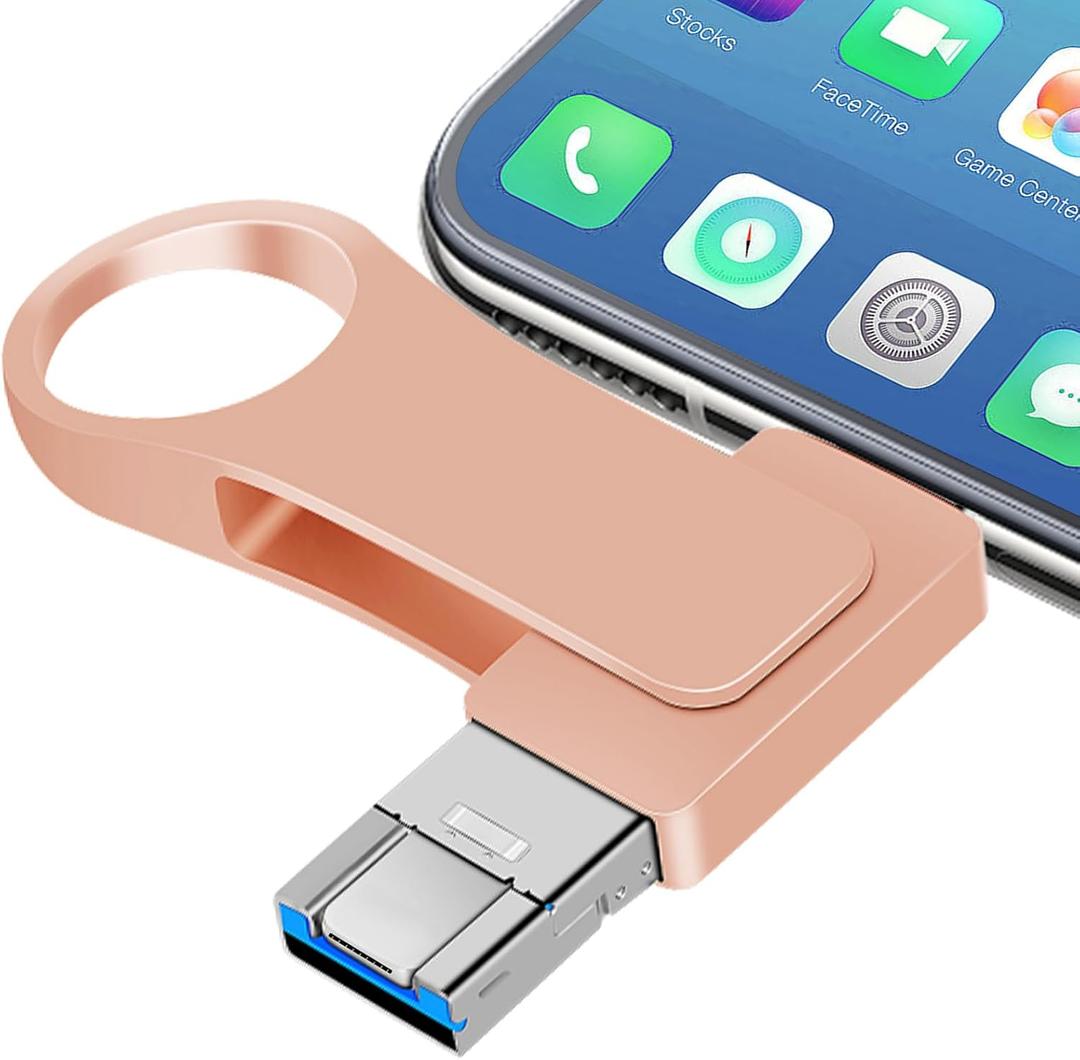 Photo Stick USB Flash Drive 512GB - Multi-Port Memory Stick USB 3.0 High Speed Thumb Drives with Mobile App Control Portable Mini Storage Device for Smartphone/Laptop/Android/PC/Mac