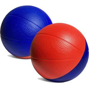 4" Mini Foam Basketball for Indoor Mini Hoop Basketball Games, 2 Pack | Mini Indoor Basketball Hoop Games & Kids Mini Hoops (Blue/Red)