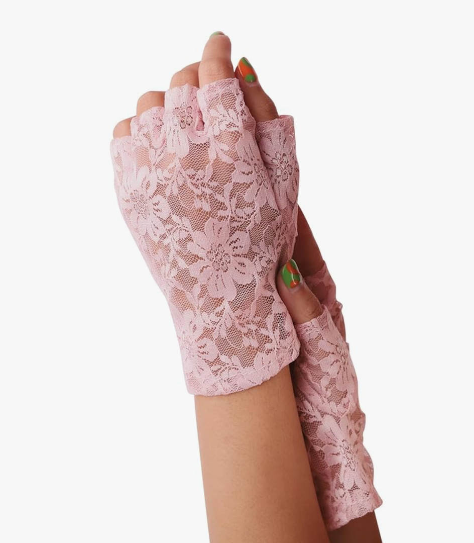 Sacina Goth Black Fingerless Black Mesh Lace Gloves, Fingerless Gothic Y2k Accessories, Vintage Costume Accessories