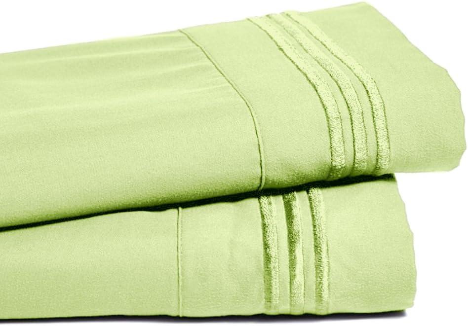 Deep Pocket Rayon Bed Sheet - Luxury 2200 Embroidered Wrinkle, Fade and Stain Resistant Sheets - Mint Green Full Size