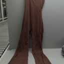 OEAK Womens Flare Jumpsuit with Bra Tummy Control Cutout Romper Workout Outfit Sleeveless Unitard One Piece Backless Bodysuit (Large, Brown)