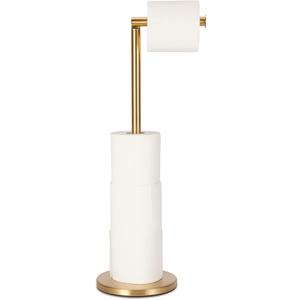 Toilet Paper Holder Stand, Bathroom Toilet Paper Stainless Steel Pedestal Tissue Roll Holder, Free Standing Toilet Paper HolderGold