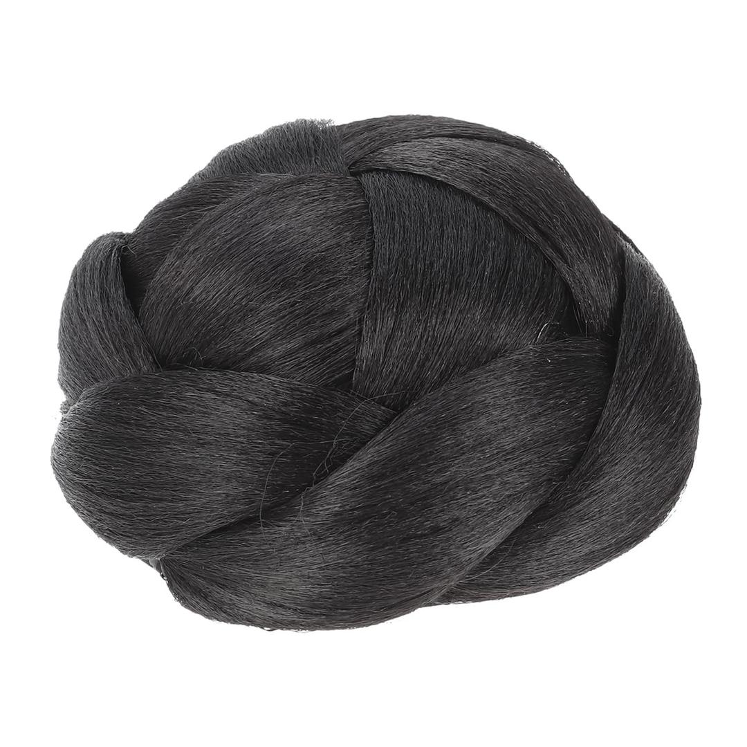 POPETPOP Updo Bun Wig 1b# Donut Hair Womens Hat Human Hair Braided Ladies Wigs Ponytail Extension Short Braids Wig Extend To Weave Miss