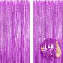 2 Pack 3.3x8.2 Ft Purple Foil Fringe Curtains Birthday Party Streamers Decorations Backdrop Graduation Engagement Wedding Baby Shower Photo Booth Props Bachelorette Halloween Christmas
