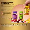 SUNGIVEN Men's Multivitamin Gummy Pack, 3 Support for Heart Brain Sleep Daily Health, Vitamins A, D, C, E, B12, Omega-3, Ashwagandha, Adult Chewable Vitamin, Berry Flavor, 15 Day Supply - 90 Count