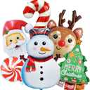 Christmas Foil Balloons Snowman Reindeer Santa Candy Cane Christmas Tree Balloons for Xmas Themed Party Decoration Supplies Winter Birthday Decoration Decor Ballons Arch Kits Party Balloon Set 6pcs (Multicolor)