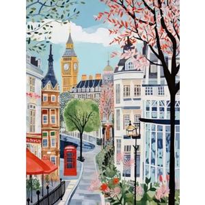 Mosaflare Paint by Numbers for Adults Beginner, London Adult Paint by Number Kits on Canvas, DIY Travel Scenery Acrylic Oil Easy Painting by Numbers for Home Wall Decor 12X16 inch (Without Frame)