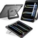 Case for iPad Pro 13 inch 2024 (M4), Ultra Stable Stand with Built-in Pencil Holder, Slim Frosted Protective Cover with Multi-Angle Kickstand,Duty Shockproof Case for iPad Pro 13, Black