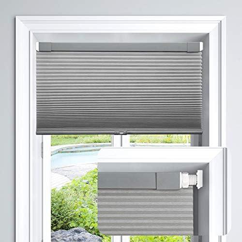 LazBlinds Cordless Cellular Shades, No Tools No Drill Light Filtering Honeycomb Shades Pleated Blinds for Windows, 25'' W x 64'' H, Dovy Grey