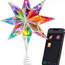 Smart Christmas Tree Topper, 15.5 Inch 3D Holographic Bethlehem Star Tree Topper, App and Remote Control, RGB Color Changing, Music Sync, Dimmable for Xmas Tree Home Party Decor
