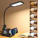 Desk Lamp with Wireless Charger, COZOO LED Desk Lamps for Home Office, Eye-Caring LED Light with Pen Holder for College Dorm Room, Gooseneck Table Lamp for Bedside Office Bedroom Study,Dorm Essentials