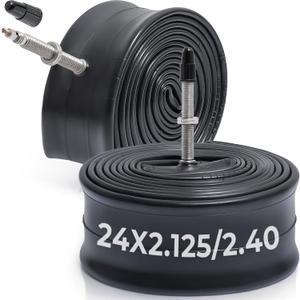 2 Pcs,Premium 24X2.125/2.20/2.25/2.30/2.35/2.40 Bike Tubes,Compatible for 24 x 2.125 to 2.40 Bike Tire,with FV48mm Presta Valve,Butyl Rubber,Used for Mountain,Cruiser,City and Road Bikes