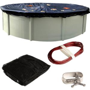 Winter Block Pool Leaf Net Cover for Above Ground Pools 15 ft Round, Durable, Woven Polyethylene Material with Reinforced Edge Lightweight, Easy to Put On, Take Off, and Store