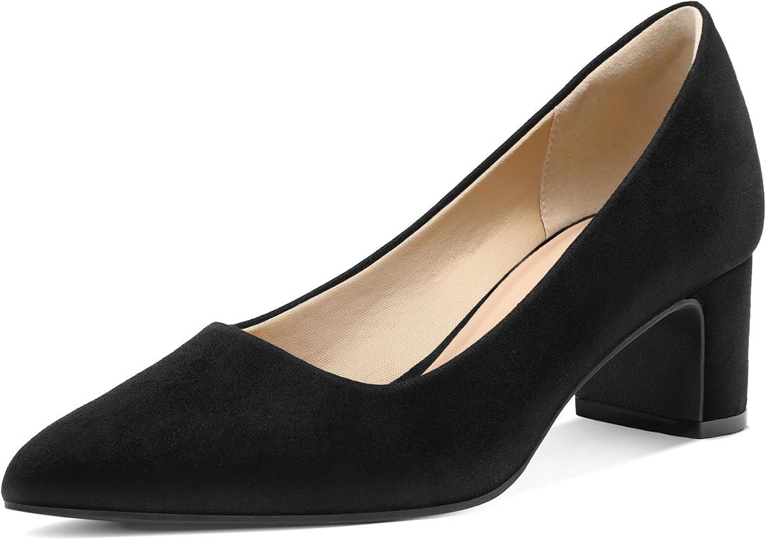 mysoft Women's Pointed Toe Pumps 2 Inch Chunky Block Low Heels Dressy Shoes Slip On Pumps (8)