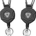 2-Pack Retractable Keychain,Tactical ID Badge Holder Reel,Heavy Duty Carabiner Badge Holder, 31.5'' Steel Retractable Cord