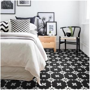MORCART 20PCS Peel and Stick Floor Tile, 7.87" x 7.87" Waterproof Vinyl Removable DIY Flooring for Bathroom, Kitchen, Bedroom, Stairs, Entryway (Flower Black)