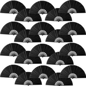 20 Pcs Hand Fans for Line Dancing Bulk, Chinese Kung Fu Tai Chi Hand Fans for Women Foldable for Festival Dance Party (Black)
