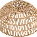 11.82" Rattan Lamp Shade, Bohemian Handmade Woven Lampshade for Kitchen Island Dining Room Living Room Farmhouse Rattan Hanging Lamp Shade 1 -Pack (Semicircle brownish yellow)