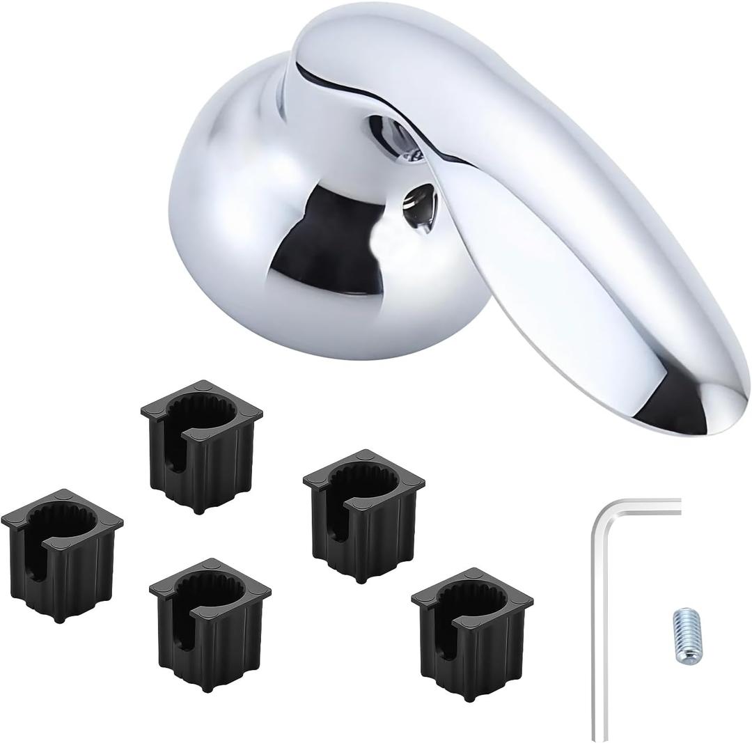 1046987 Shower Faucet Handle Replace For Kohler 1046987, With 5 Pcs 1060514 Handle Insert and The Matching Screw Wrench, Polished Chrome