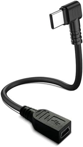 QaMcbulc Mini USB Female to USB Type C Male Cable,90 Degree USB-C Male to Mini USB Female Adapter Converter for Mini Dash Cam Hardwire Kit and More Mini USB Devices (Only for Charging)