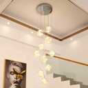 10-Light LED Staircase Chandelier Crystal Ceiling Lights Large Chandeliers for High Ceilings, Entryway Modern Lighting Fixture Villas and Stairs, Adjustable Length 16" W x79H50W