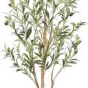 Bellacat Faux Olive Tree 5ftOlive Trees Artificial Indoor with Natural Wood Trunk and Realistic Leaves and Fruits. 5 Feet(60in) Fake Olive Tree for Home House Office Decor 