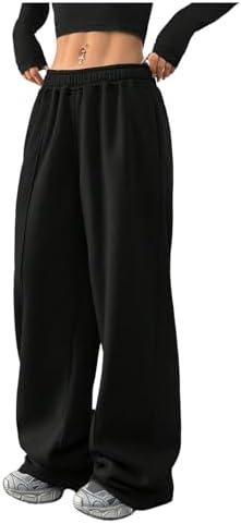 SHENHE Women's Straight Leg Elastic Waist Sweatpants Waist Pockets Loose Casual Jogger Pants, S