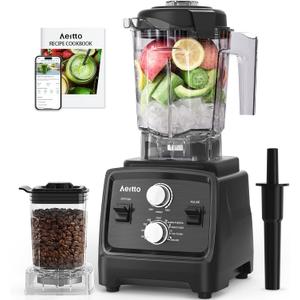 Aeitto Blenders for Kitchen with 1800W Motor, 68Oz. Large Capacity, 2-in-1 Blender & Grinder Combo, BPA-Free Countertop Professional Blender for Smoothies, Ice Crush, Frozen Drinks, Black