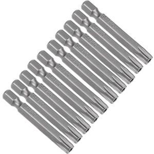 XMHF 10 Piece 50mm Long 1/4 Inch Hex Shank T40 Torx Head Magnetic Screw Driver Bit Set Security Tamper Proof Star 6 Point Screwdriver Kit Tools
