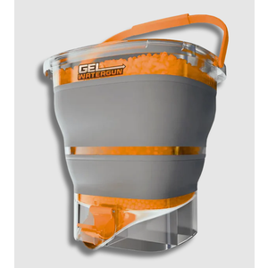 Gel Splatter Round Bucket, Portable Blaster Ammo Depot, Collapsible Blaster Accessories, 10,000+ Bonus, Large Capacity Container & Fast Loading Nozzle, Orange