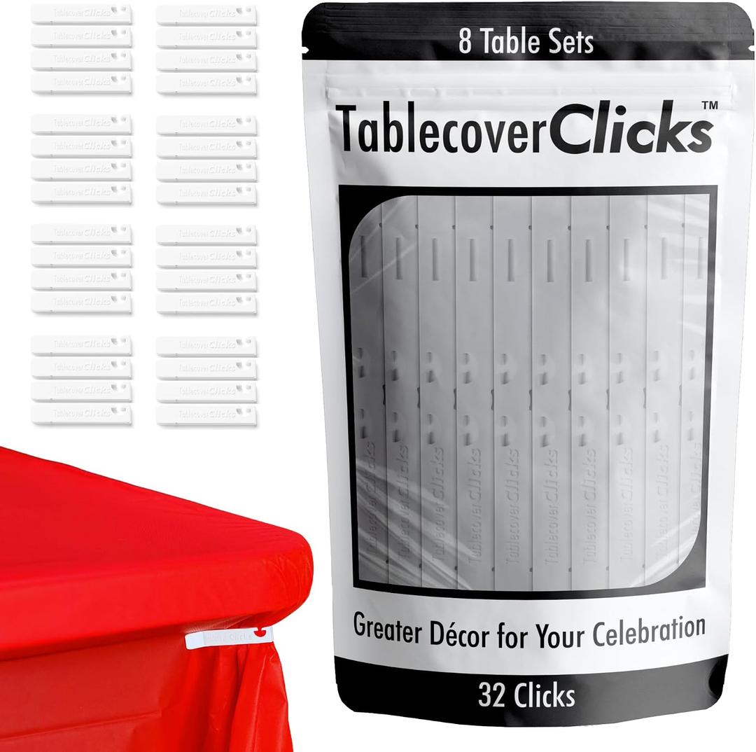 32 Pack of Reusable Tablecloth/Table-Cover Clips Great for Disposable Plastic Table Covers Celebration/Party Table Dcor