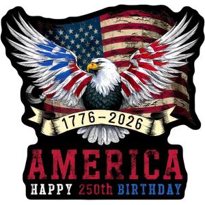 HANDICHI Design 5-Pack 6 Inch American 250th Birthday Stickers (17762026), Waterproof Patriotic Eagle & Flag Vinyl Decals