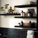 Black Wood Floating Shelves for Wall Rustic Wall Shelf for Bedroom Living Room Set of 4