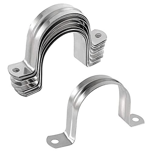 10 Pcs 3inch Rigid Pipe Strap,Two Hole Stainless Steel Strap U Bracket, Widened Tube Strap Tension Clip Assortment Kit Heavy Duty Pipe Clamp for Pipe Fixing（90mm）