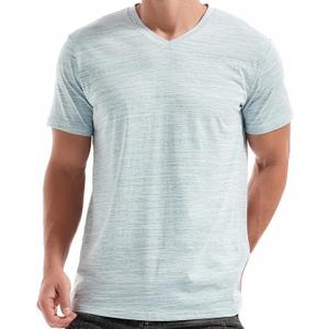 KLIEGOU Men's V Neck T Shirts - Casual Stylish Fitted Stretch Tees for Men (Large, 1 Blue-white)
