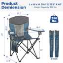 Outdoor Camping Chair 2-Pack with Mesh Back, Folding Portable Lawn Chairs with Cup Holder & Side Storage Pocket for Camping, Beach, Picnic, Fishing (Blue)