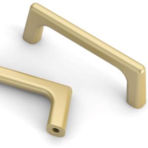 Asidrama 10 Pack 3 Inch(76mm) Brushed Gold Cabinet Pulls Cabinet Handles Cupboard Handles Kitchen Cabinet Hardware for Cupboard Drawer Pulls (3" Hole Center)