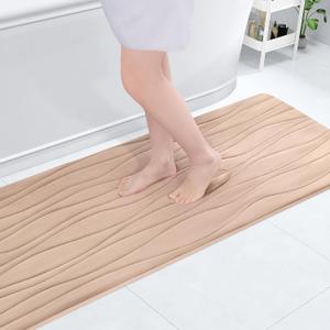 Buganda Memory Foam Bathroom Rug Mat 59x17, Extra Soft and Absorbent Bath Mats, Non-Slip and Machine Washable Bath Rugs for Bathroom Floor,Tub and Shower, Camel