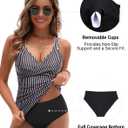 Yonique Tankini Swimsuits for Women Tummy Control Bathing Suits Two Piece Tankini Tops with Bikini Bottoms Twist Swimwear (Black, L)