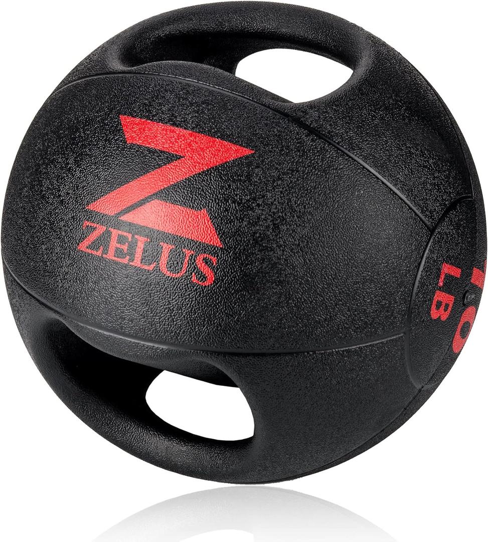 ZELUS Medicine Ball with Dual Grip| 10 lbs Exercise Ball |Weight Ball with Handles| Textured Grip Exercise Ball |Strength Training| Core Workouts