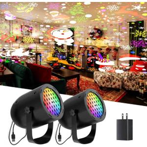 2 Set - Christmas Snowflake Led Projector Lights, Mini Adjustable LED Snowflake Projector Lights for Christmas Indoor Birthday Party and Garden DecorationFurniture Decoration (Orange)