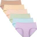 INNERSY Womens Underwear Cotton Hipster Panties Regular & Plus Size 6-Pack (Medium, Bright Basics)