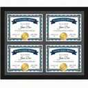 CroBlissful 8.5x11 Diploma Picture Frame Black 20x24 Certificate Frame with 4 Opening Mat, Displays Four 8.5x11 Documents - Horizontal Wall Mount Certificate Holder for Diplomas, Degrees, Document, 23.82 x 27.76 inches