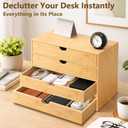 Neando Bamboo Desk Organizer with Drawers, 4-Tier Wooden Desk Organizer, Small Desktop Storage for Office Supplies, Makeup, Accessories, Space-Saving Organizer for Desk, Vanity & Home