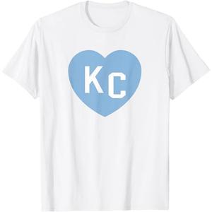 KC Heart 2-Letter KC (Kansas City) Love Powder Blue T-Shirt, XL