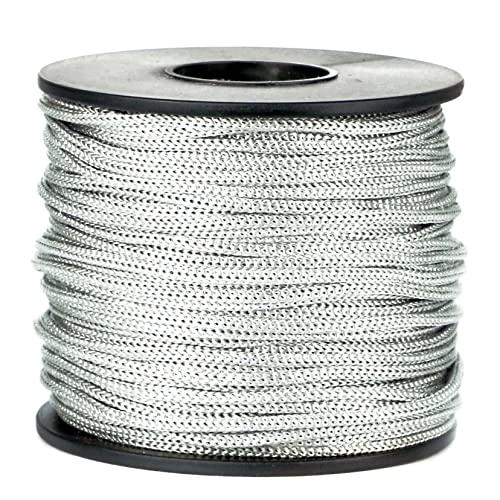 BEL AVENIR Nylon Satin Cord, 2mm 50 Yards Braided Lift Shade Cord for Necklace Bracelet String Cord, Blind Shade, Trim and Shoelaces (Silver)